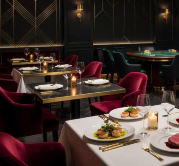 Luxus éttermi és póker lounge enteriőr a Royal Venue Hubban